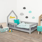 Lit cabane enfant POPPI 120 x 180 gris clair 2