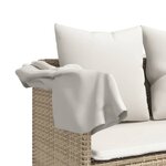 vidaXL Chaise longue avec auvent et coussins beige résine tressée