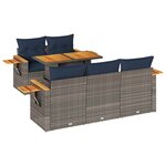 vidaXL Salon de jardin 6 Pièces avec coussins gris résine tressée
