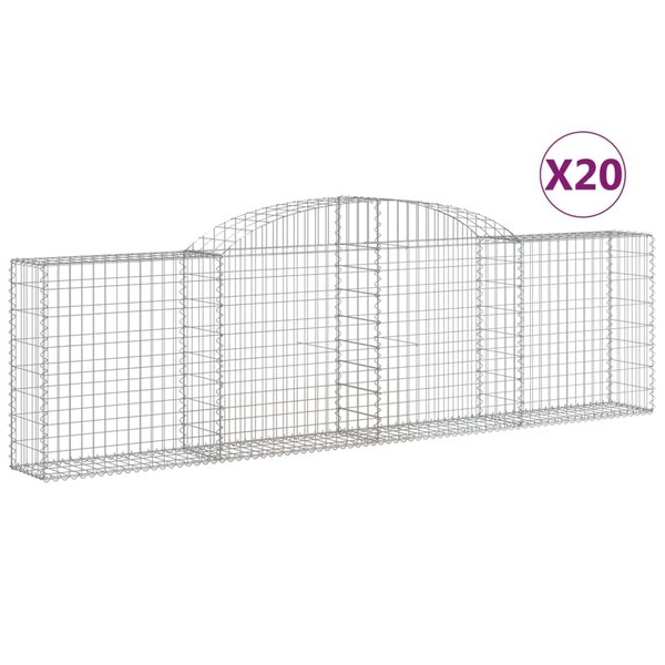 vidaXL Paniers à gabions arqués 20 Pièces 300x30x80/100 cm fer galvanisé