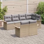 vidaXL Ensemble de canapé de jardin avec coussin 7 Pièces Beige polyrotin