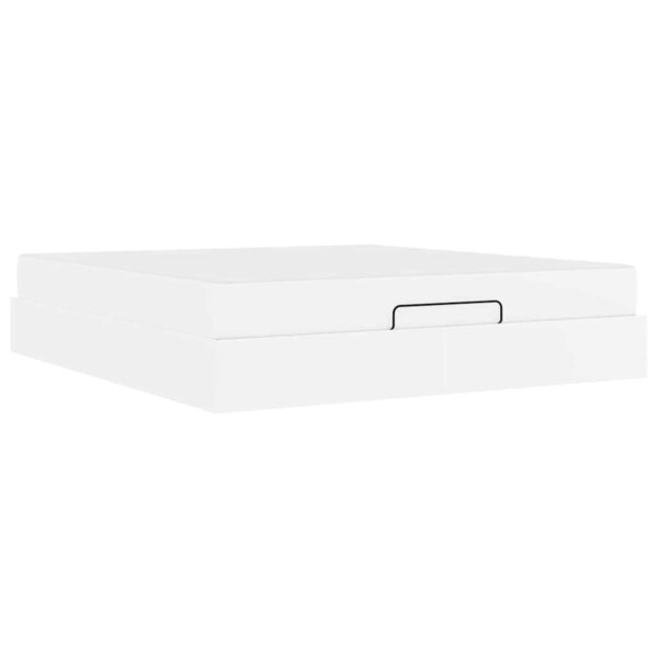 vidaXL Cadre de lit avec matelas Blanc pur 180 x 200 cm Faux cuir