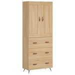 vidaXL Buffet haut Chêne sonoma 69 5x34x180 cm Bois d'ingénierie