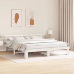 vidaXL Cadre de lit avec tête de lit Blanc 200 x 200 cm Pin massif