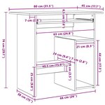 vidaXL Bureau Sonoma gris 80x45x74 cm Bois d'ingénierie