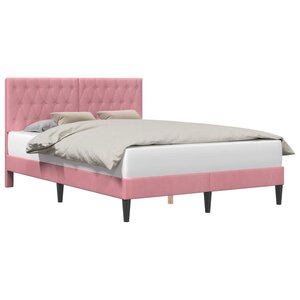 vidaXL Cadre de lit avec tête de lit Rose 120 x 200 cm Velours