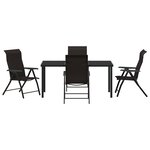 vidaXL Ensemble de Jardin 5 Pièces Noir Poly Rattan