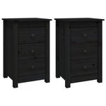 vidaXL Tables de chevet 2 Pièces Noir 40x35x61 5 cm Bois de pin massif