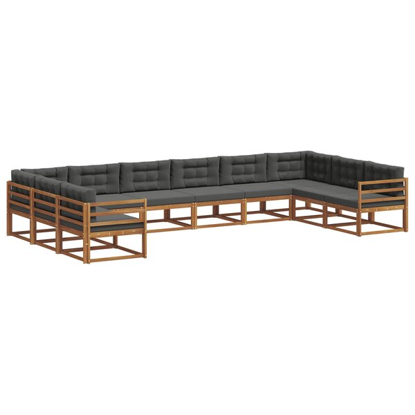 vidaXL Ensemble de canapés d'extérieur 10 pc Naturel et Anthracite