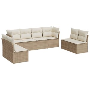 vidaXL Salon de jardin avec coussins 8 Pièces beige résine tressée