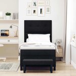 vidaXL Lit à sommier avec Matelas & Banc Noir 80x200 cm Tissu