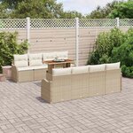 vidaXL Ensemble de canapé de jardin 9 Pièces Beige Poly rotin