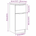 vidaXL Buffet Chêne Noir Chêne noir 30 x 30 x 70 cm Bois d'ingénierie