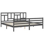 vidaXL Cadre de lit avec tête de lit gris 200x200 cm bois massif
