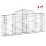 vidaXL Paniers à gabions arqués 12 Pièces 200x30x80/100 cm Fer galvanisé