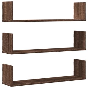 vidaXL Étagères murales 3Pièces chêne marron 80x18x18cm bois d'ingénierie