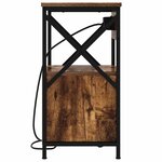 vidaXL Table de nuit avec station de chargement avec tiroir Chêne fumé