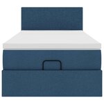 vidaXL Lit ottoman avec matelas et LED Bleu 100x200 cm Tissu