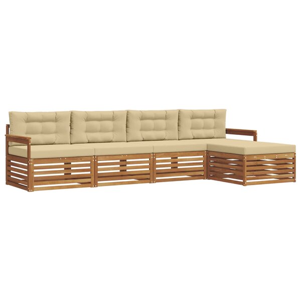 vidaXL Ensemble de canapés d'extérieur 5 pc Naturel et Beige