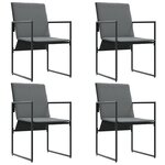 vidaXL Set de 4 fauteuils de jardin noirs avec coussins