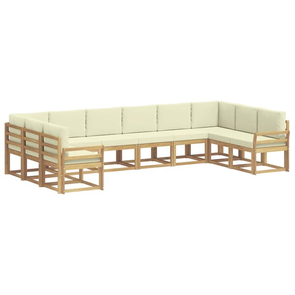 vidaXL Ensemble de canapés d'extérieur 10 pc Blanc et crème
