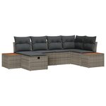 vidaXL Ensemble de Canapés de Jardin 6 pièces avec Coussins en Poly Rattan Gris