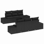 vidaXL Ensemble de canapé de jardin 7 Pièces Noir Poly rotin