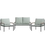 vidaXL Salon de jardin avec coussins 3 Pièces anthracite acier