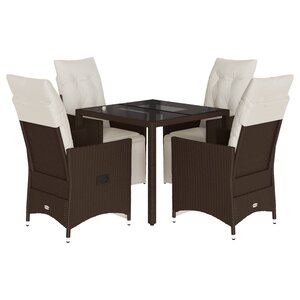 vidaXL Ensemble de bistro de jardin 5 Pièces coussins marron poly rotin