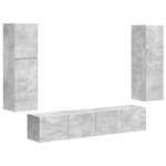vidaXL Ensemble meuble TV 4 Pièces Gris béton Bois d'ingénierie