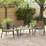 Ensemble de café extérieur 4 pièces en rotin et acier marron de vidaXL