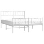 vidaXL Cadre de lit métal sans matelas et pied de lit blanc 150x200 cm