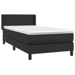 vidaXL Sommier à lattes de lit avec matelas Noir 80x200cm Similicuir