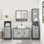vidaXL Ensemble de meubles de salle de bain 3 Pièces Sonoma gris
