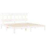 vidaXL Cadre de lit avec tête de lit blanc Super King Size bois massif