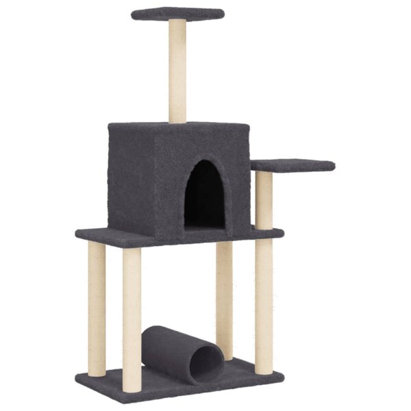 vidaXL Arbre à chat avec griffoirs en sisal gris foncé 122 cm