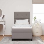 vidaXL Lit à ressorts avec matelas avec LED Taupe 90 x 200 cm tissu