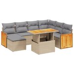 vidaXL Salon de jardin avec coussins 8 Pièces beige résine tressée