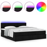 vidaXL Lit ottoman avec matelas et LED Noir 180x200cm tissu