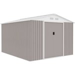 Abri de jardin taupe en métal 8 84 m² avec kit d'ancrage inclus 277 x 319 x 202 cm