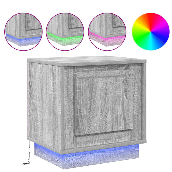 vidaXL Cabinet de chevet Gris 44 x 34 5 x 45 cm Bois d'ingénierie