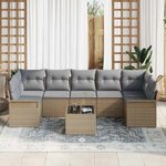 vidaXL Ensemble de canapé de jardin 8 Pièces Beige et gris polyrotin