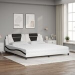 vidaXL Lit Viana avec matelas blanc et noir 200x200 cm similicuir