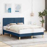 vidaXL Cadre de lit avec tête de lit Bleu 140 x 200 cm Tissu