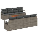 vidaXL Ensemble de Canapé de Jardin 9 Pièces avec Coussins Gris Rattan Poly Acacia