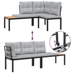 vidaXL Bancs de jardin avec coussins lot de 2 acier enduit de poudre