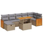 vidaXL Salon de jardin avec coussins 5 Pièces beige résine tressée