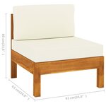 vidaXL Salon de jardin 6 Pièces avec coussins blanc crème Bois d'acacia