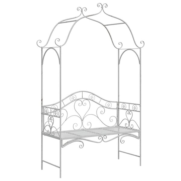 vidaXL Banc Blanc Métal 121 x 48 x 200 cm Incrustations décoratives