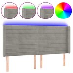 vidaXL Tête de lit à LED Gris clair 203x16x118/128 cm Velours